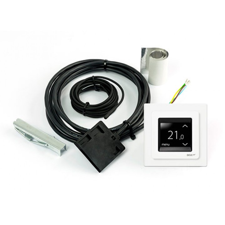 Набор DEVIdry™ Pro Kit: DEVIreg™ Touch (белый) + датчик + соединит. кабель 3м.,10А + ключ для разъемов + алюм. клейкая лента (19911006)